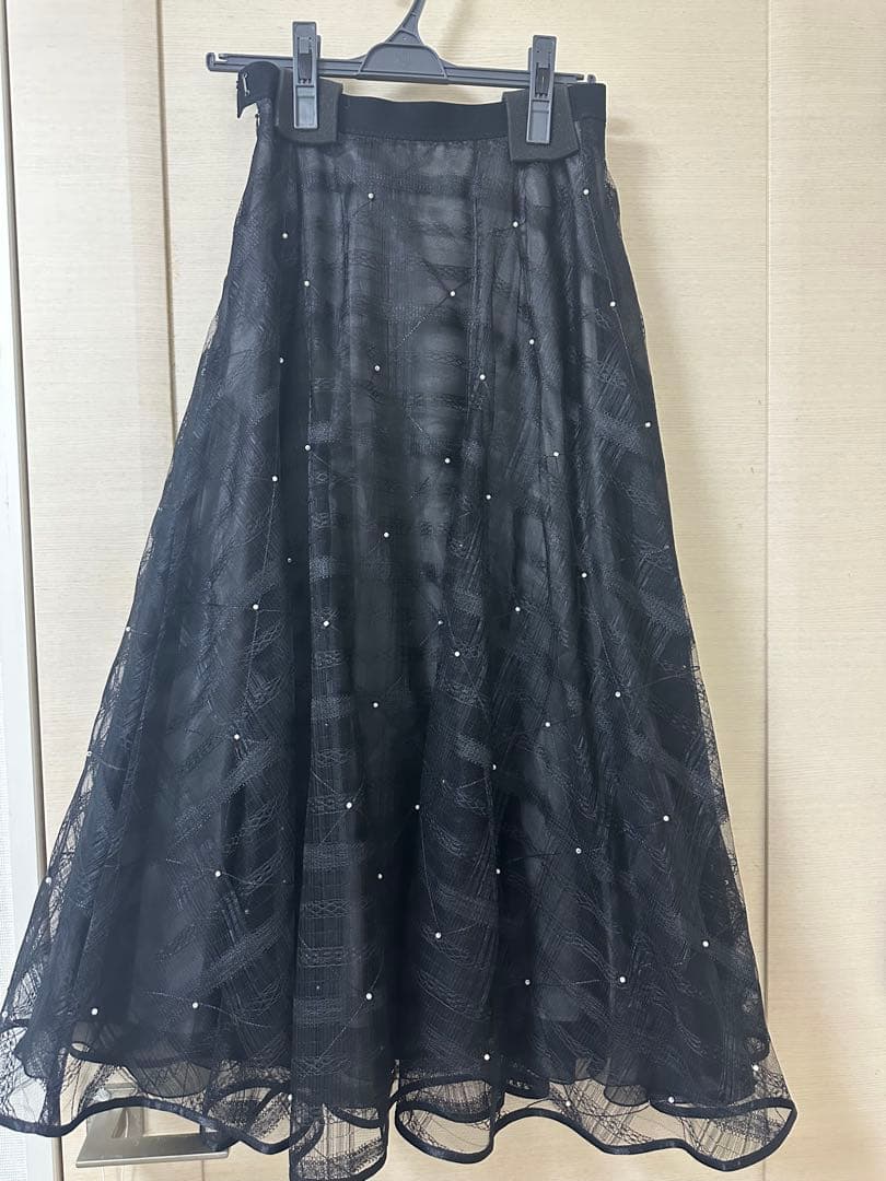 CELFORDパール付きシフォンスカート
