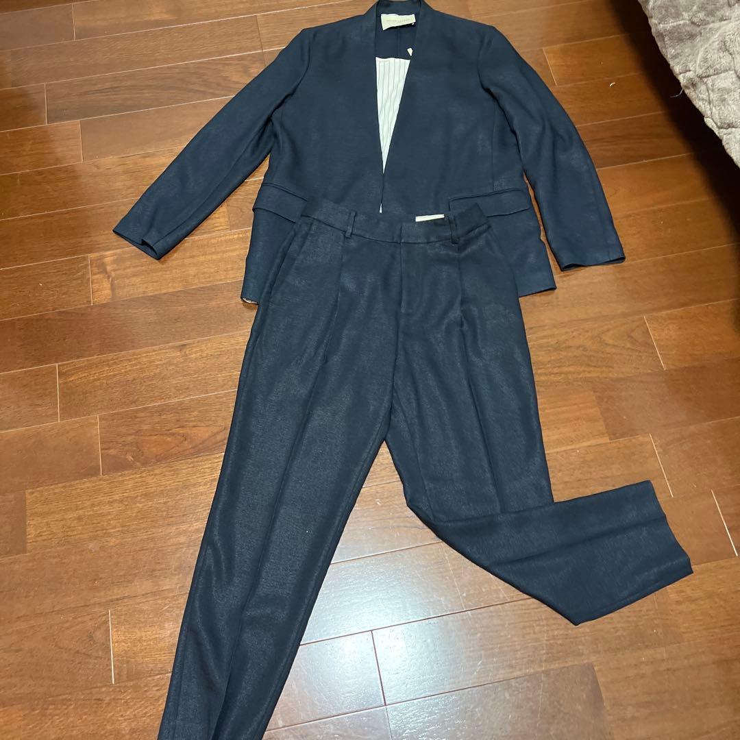 ユナイテッドアローズネイビーパンツスーツ ノーカラー