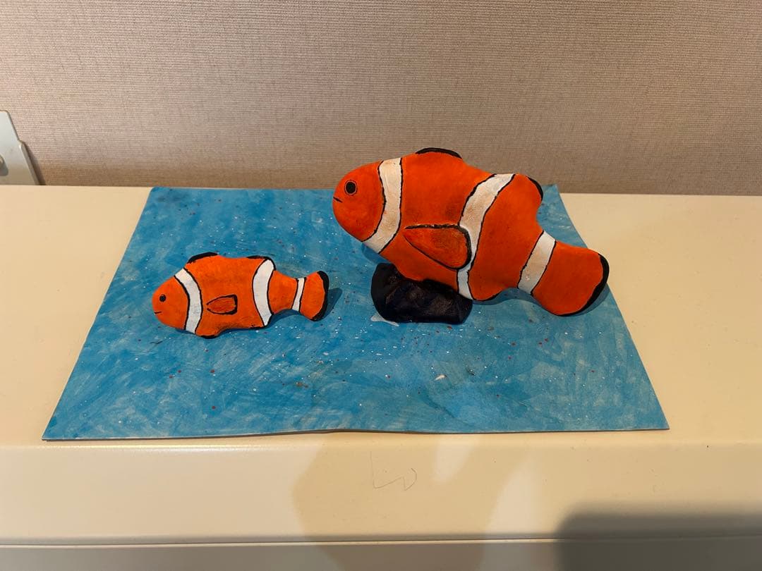 クマノミの立体オブジェ 「クマノミ親子」 作takuma 現代アート