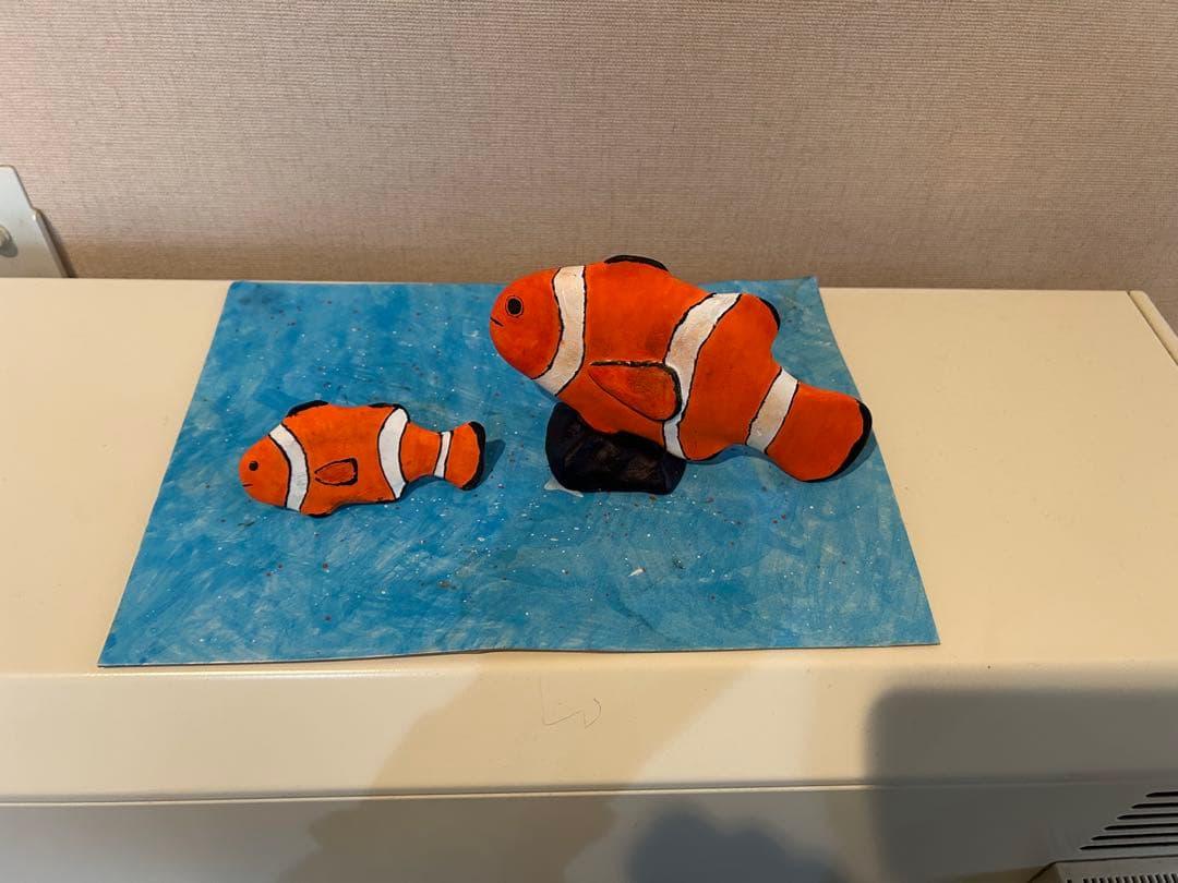 クマノミの立体オブジェ 「クマノミ親子」 作takuma 現代アート