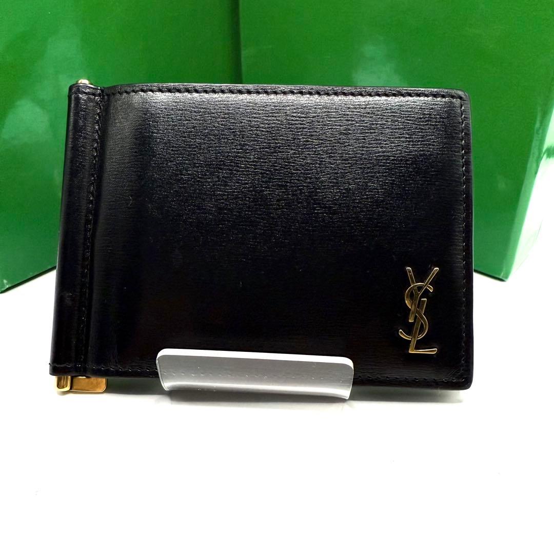 【未使用級✨】サンローラン マネークリップ カサンドラ ゴールド金具 レザー 黒