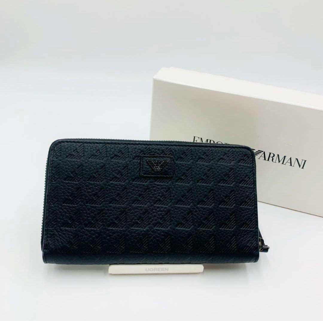 専用★EMPORIO ARMANI ラウンドジップ 型押し長財布★008