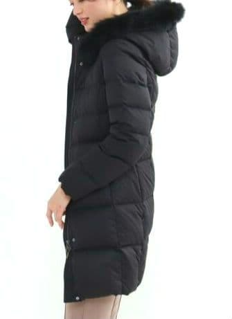 INDIVI シルキーサテンダウンコート フード付き 2way フォックスファー