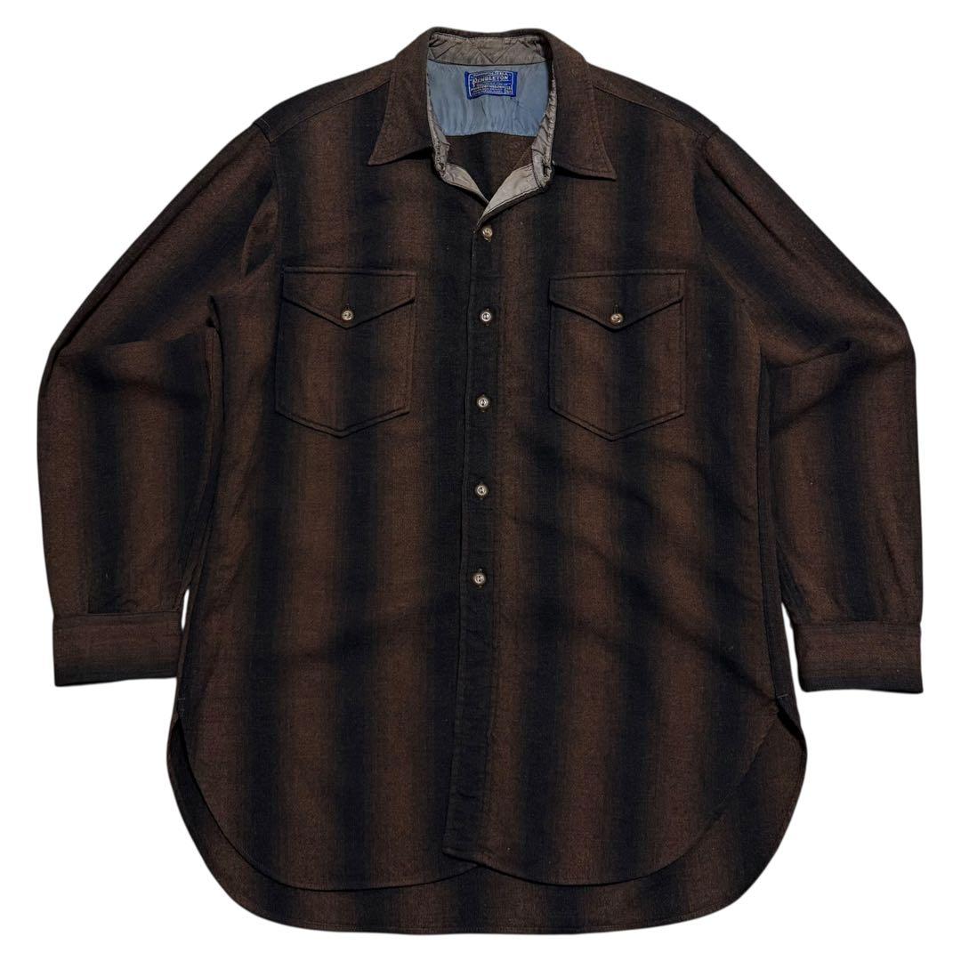 50s pendleton オンブレ シャドー ストライプ ウール シャツ 古着