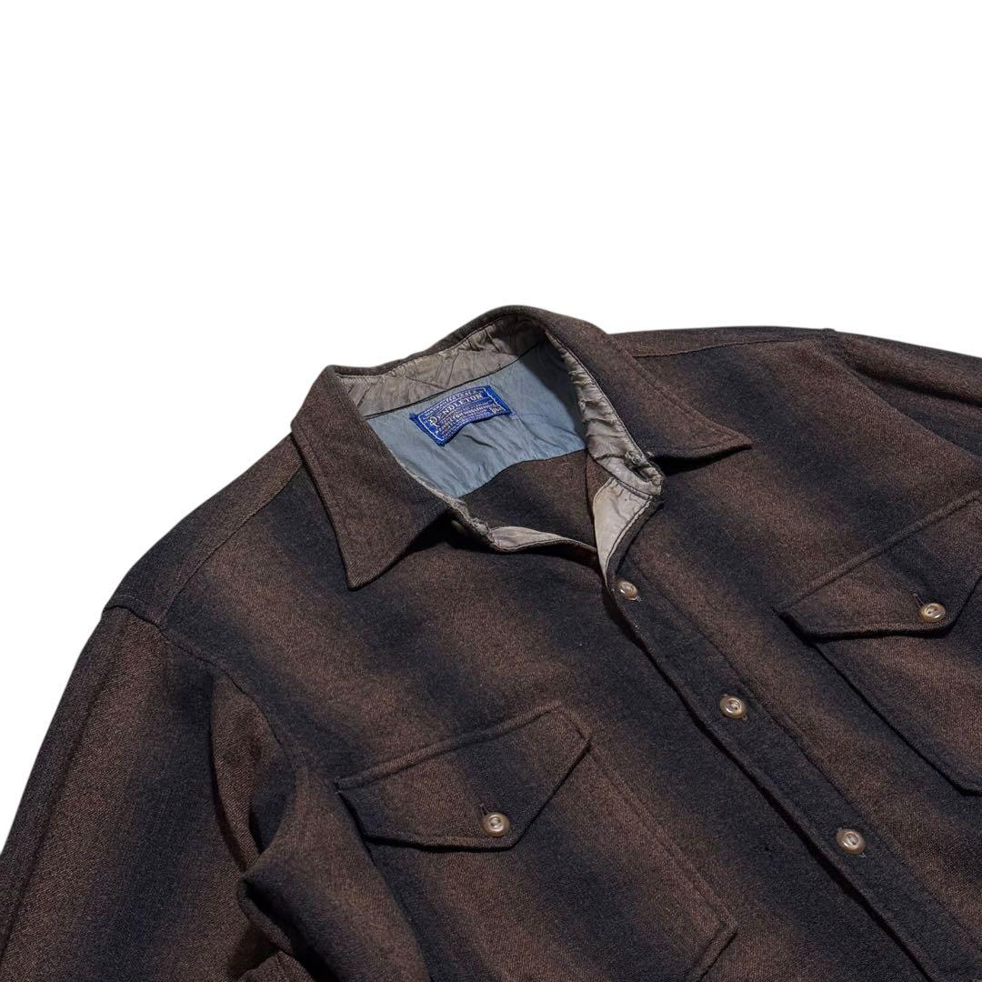 50s pendleton オンブレ シャドー ストライプ ウール シャツ 古着