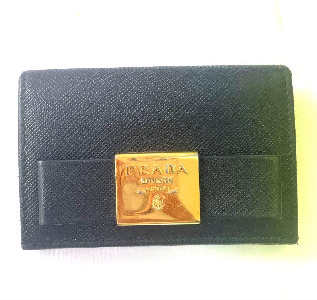 専用‼️PRADA【プラダ】カードケース　名刺入れ　サフィアーノ　ブラック　リボン