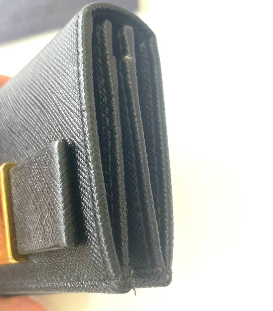 専用‼️PRADA【プラダ】カードケース　名刺入れ　サフィアーノ　ブラック　リボン
