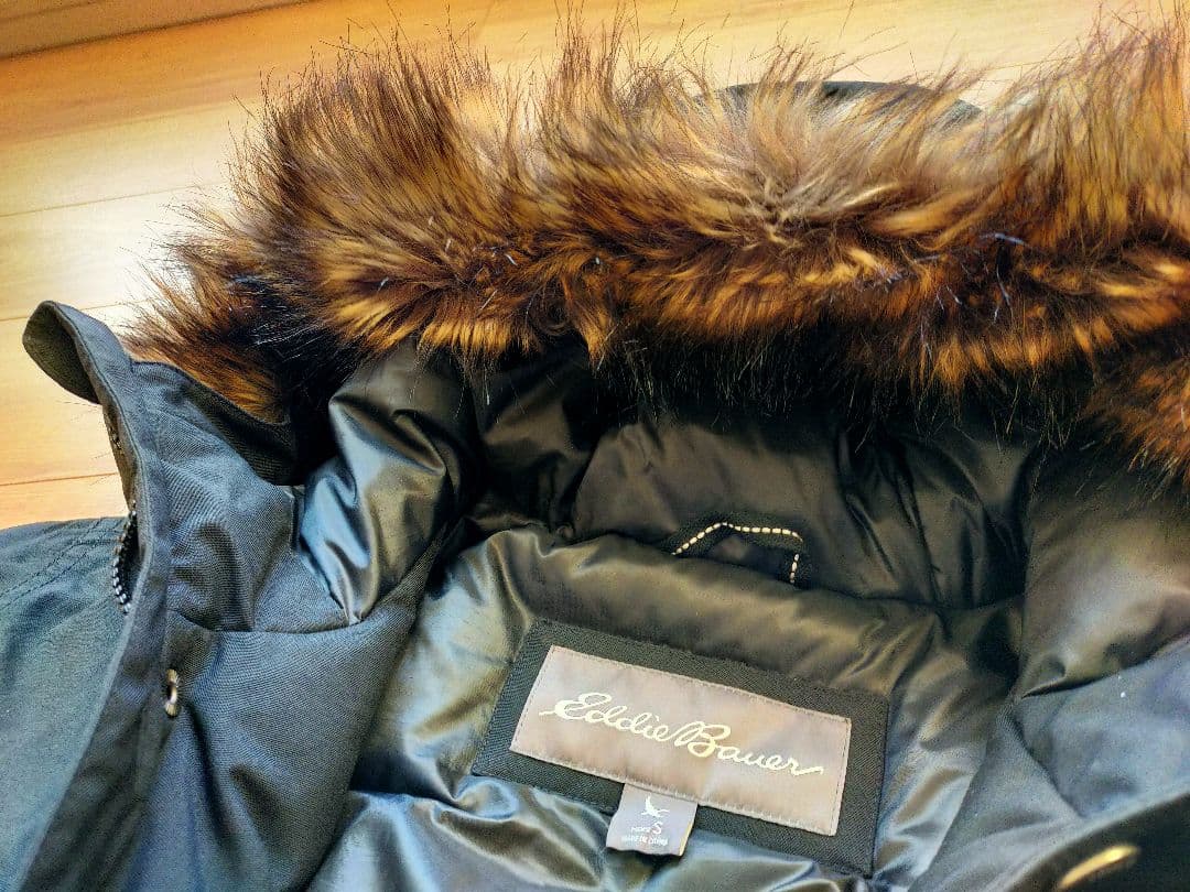 美品 Eddie Bauer エディーバウアーファー付フードダウンコート黒