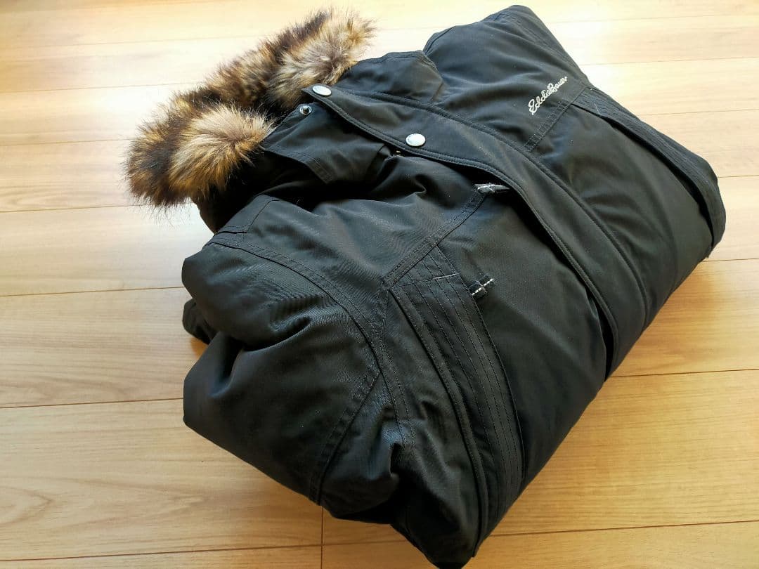 美品 Eddie Bauer エディーバウアーファー付フードダウンコート黒