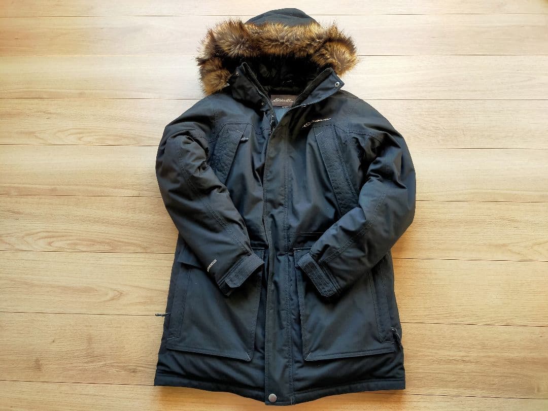 美品 Eddie Bauer エディーバウアーファー付フードダウンコート黒