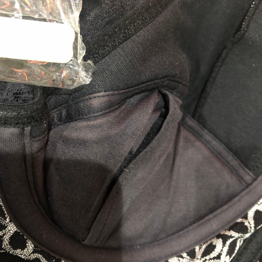 レースデザイン ブラック ボディスーツ C75 L