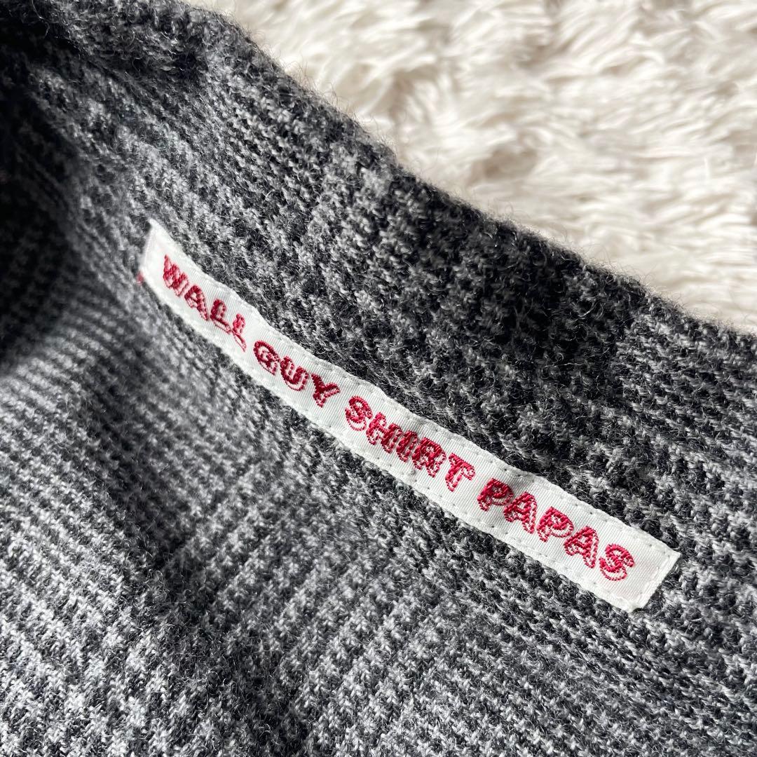 パパス 美品 PAPAS ウール ネルシャツ L グレー