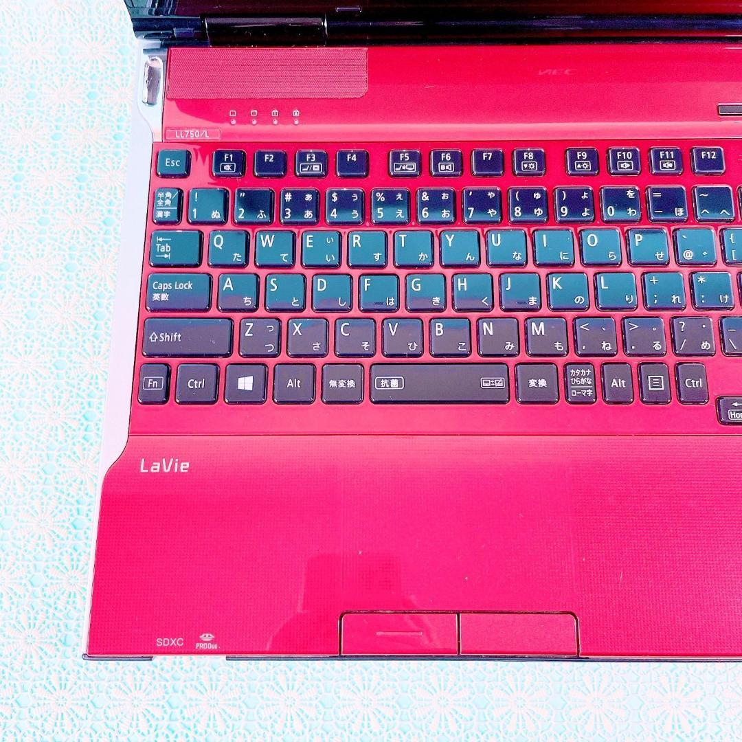 美品✨️Corei7✨️おしゃれ赤❣️ノートパソコン！大容量1TBカメラ付きブルーレイ