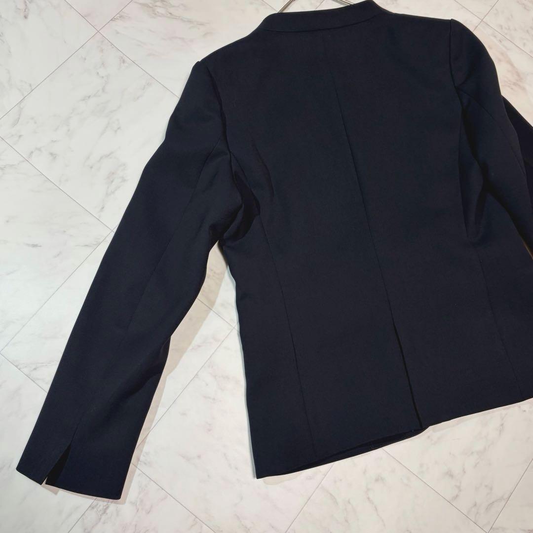 PLST プラステ 洗える セット ノーカラージャケット パンツ L ネイビー