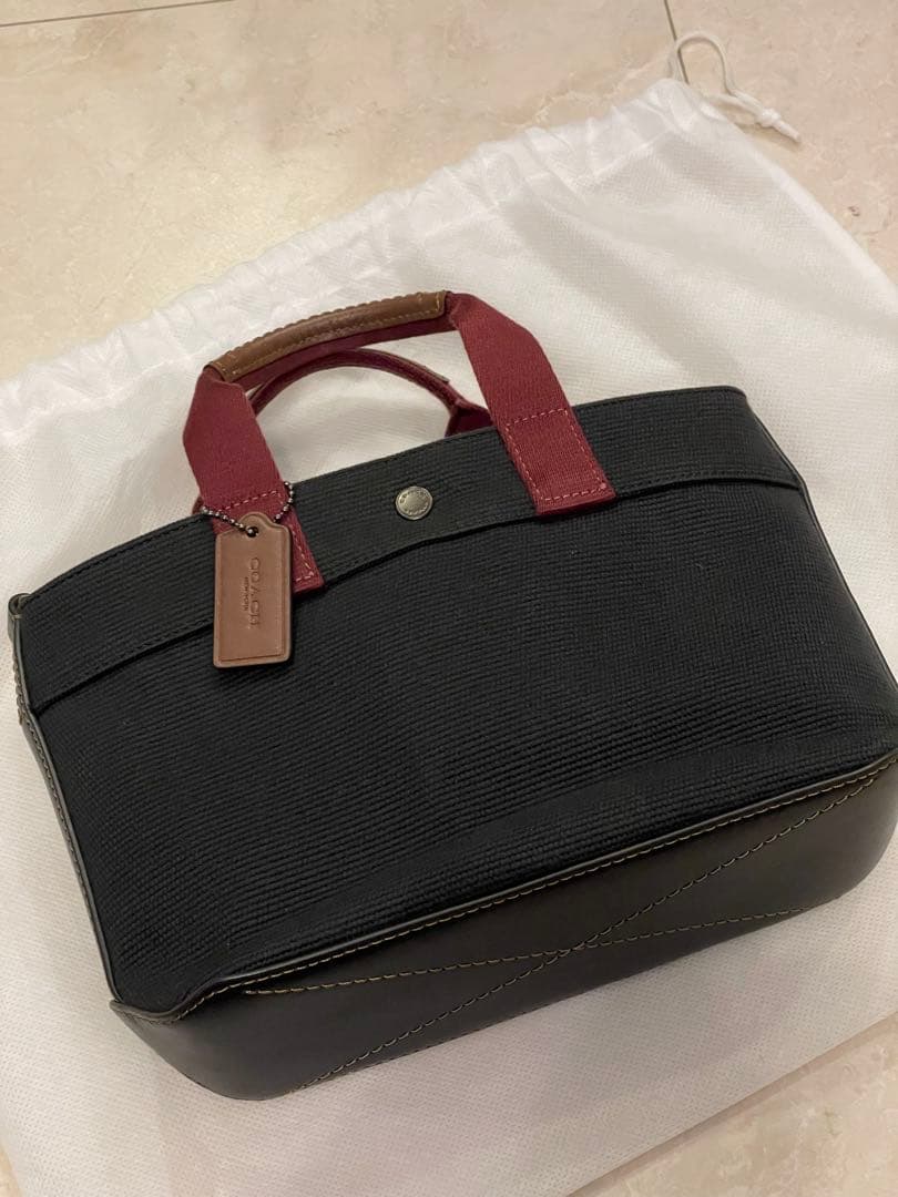 【値下げ中】COACH トートバッグ ブラック/バーガンディ