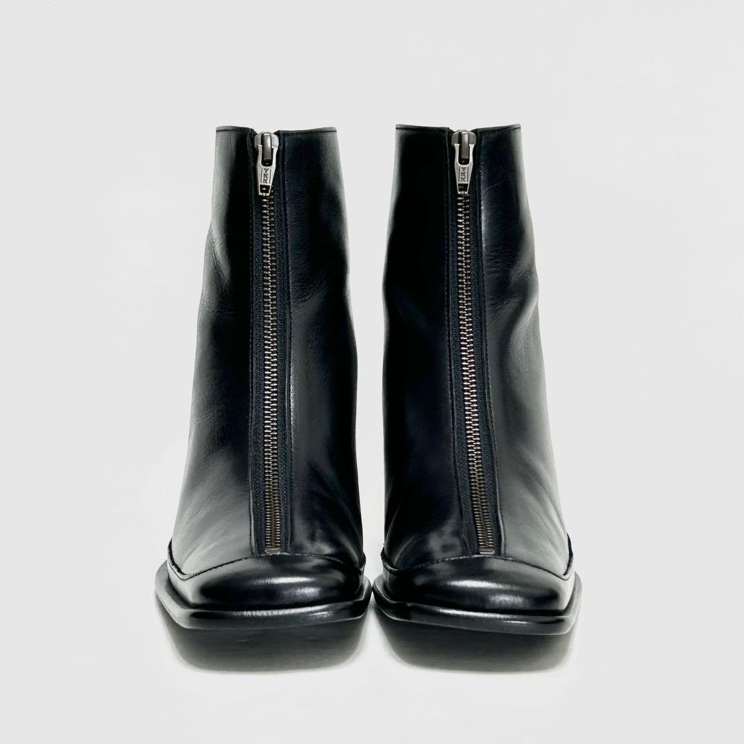 ■定5.3万 アンチショルド ショートブーツ 38 24〜25 黒 スクエアトゥ