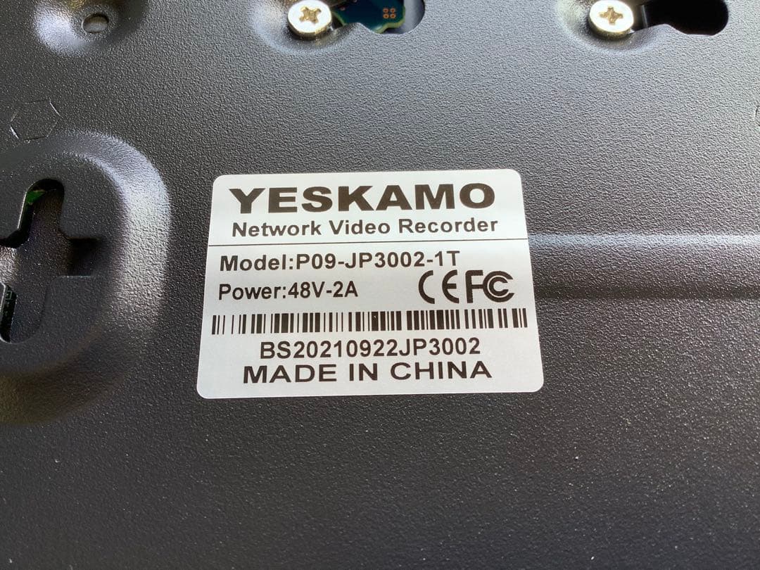 YESKAMO 防犯カメラレコーダー NVR P09-JP3002-1T