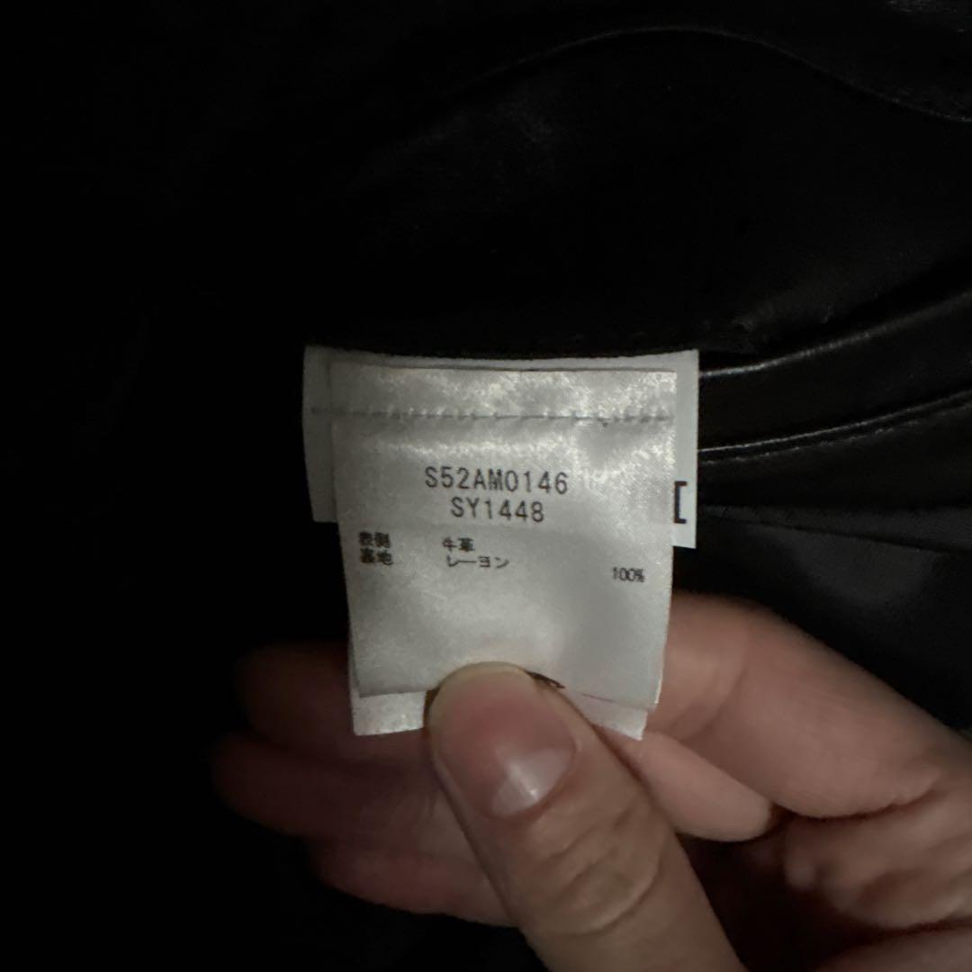 【38】MM6 メゾンマルジェラ ハの字 レザー ライダース ジャケット 黒