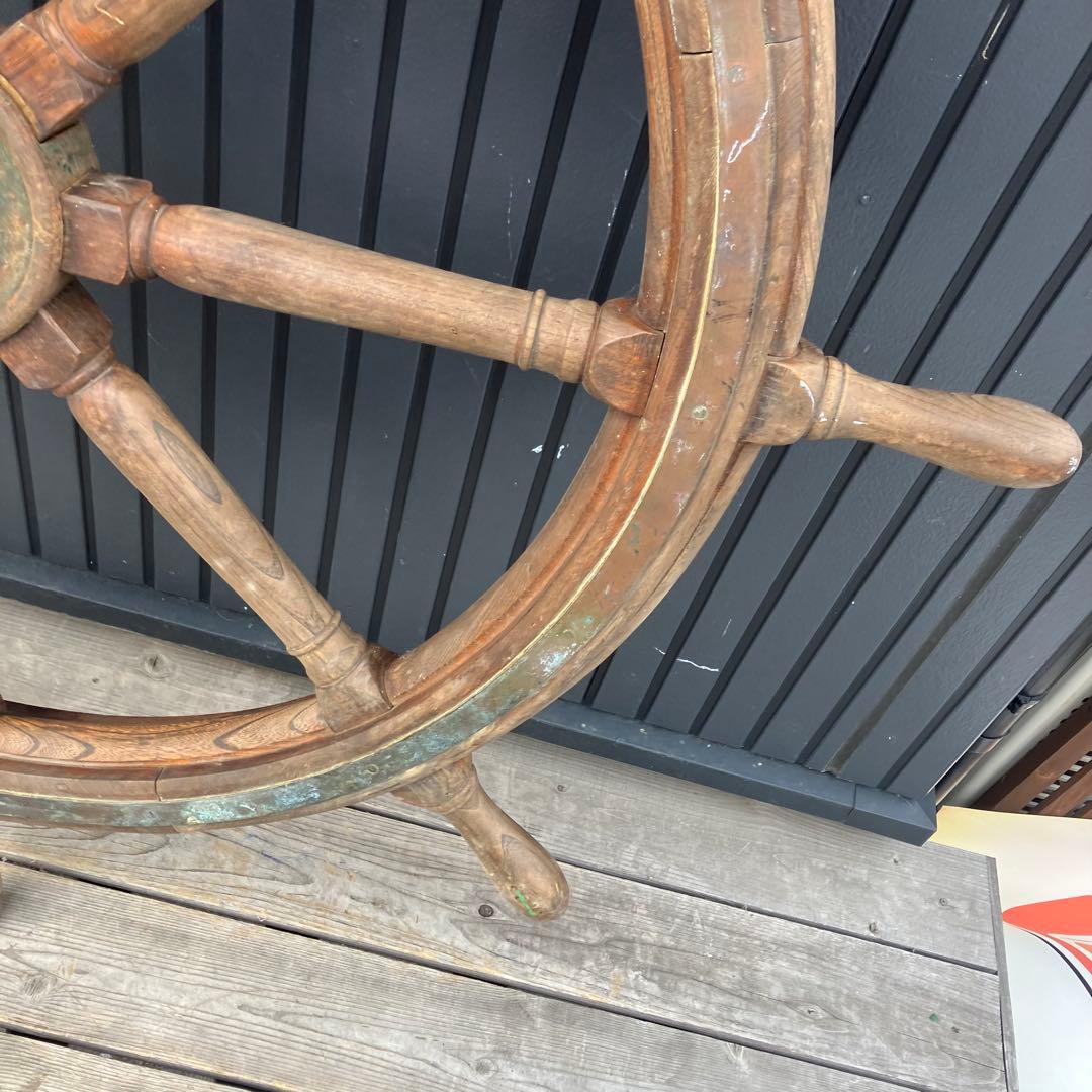 アンティーク 特大 木製舵輪 大型ラット 飾り ディスプレイ 古道具 ビンテージ