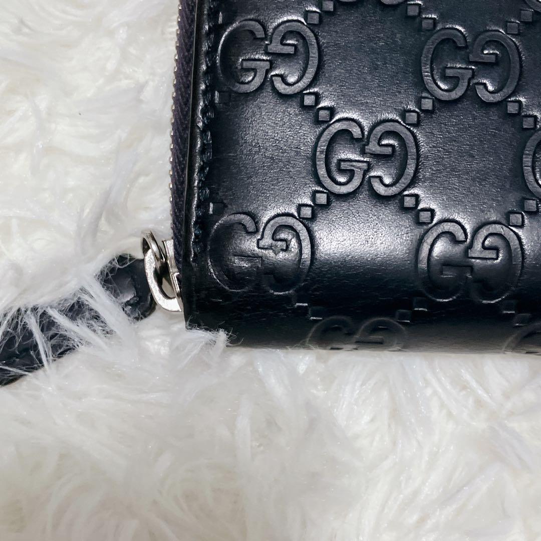 GUCCI 長財布 シェリーライン GG柄 シマレザー ネイビー