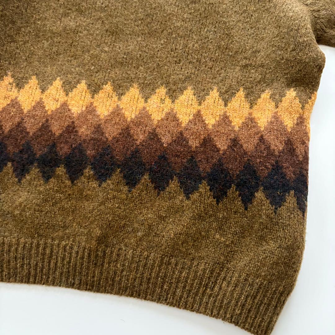 【スコットランド製】マーガレットハウエル　フェアアイル柄ニット　ブラウン　ウール