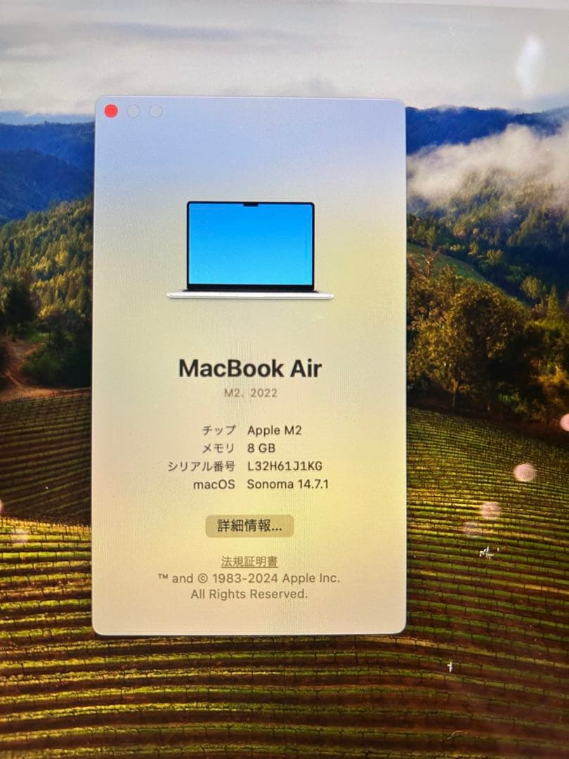 MacBook本体 MacBook Air (M2, 2022) 8GB