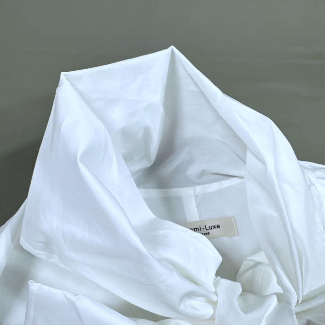 デミルクス ビームス ストール ブラウス　ボウタイブラウス ホワイト