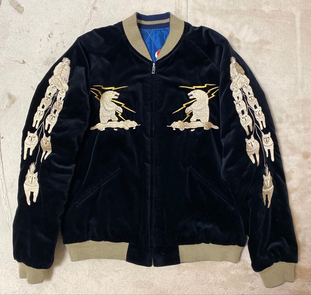 希少　東洋テーラー alaska 刺繍 別珍　スカジャン　ハスキー　犬　Mサイズ