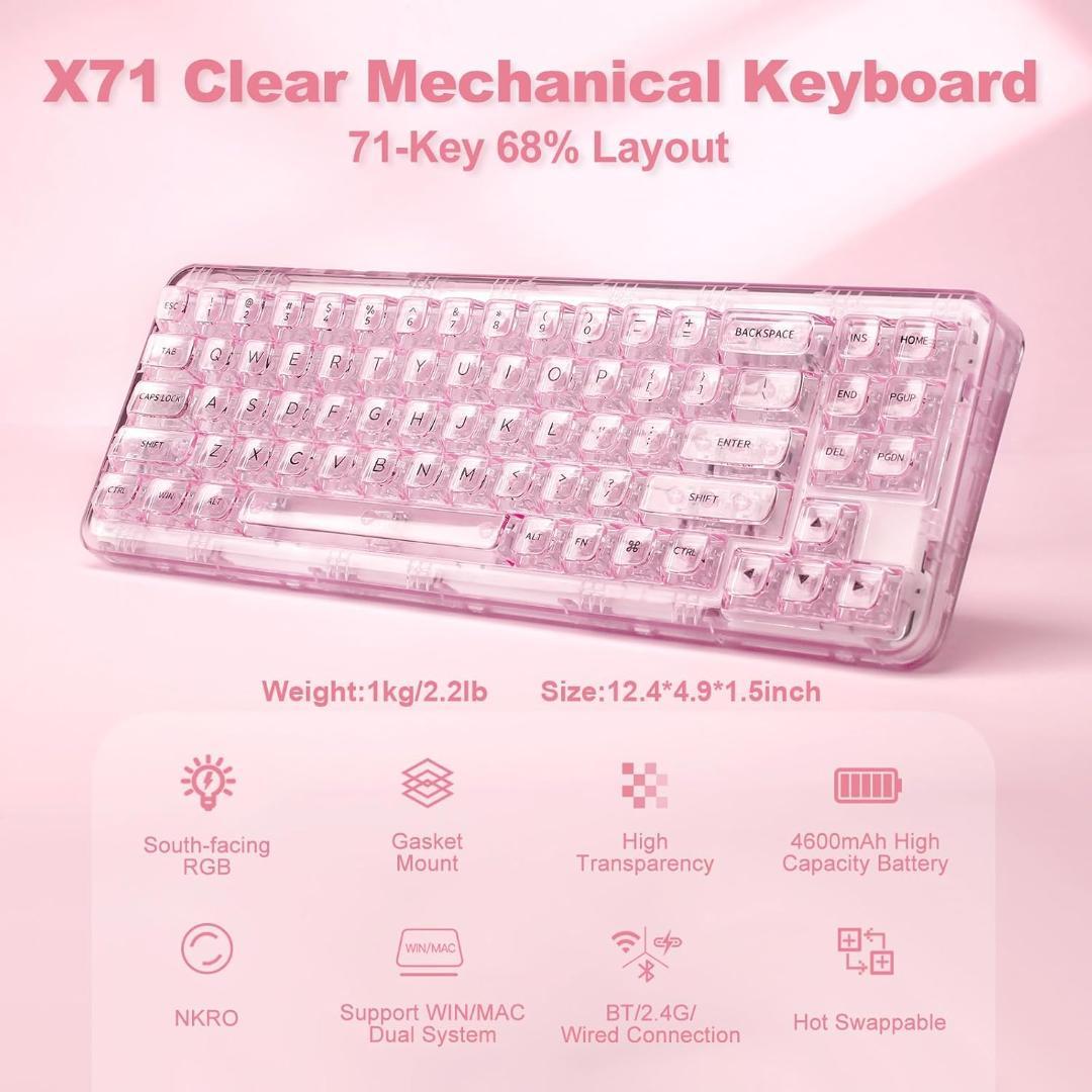 YUNZII X71 メカニカルゲーミングキーボード ピンク 美品