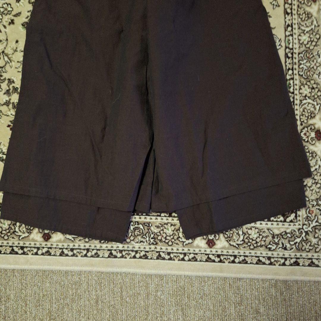 慈雨　センソユニコ　茶染ブラウン ワイドパンツ　段差二重裾　ガウチョ