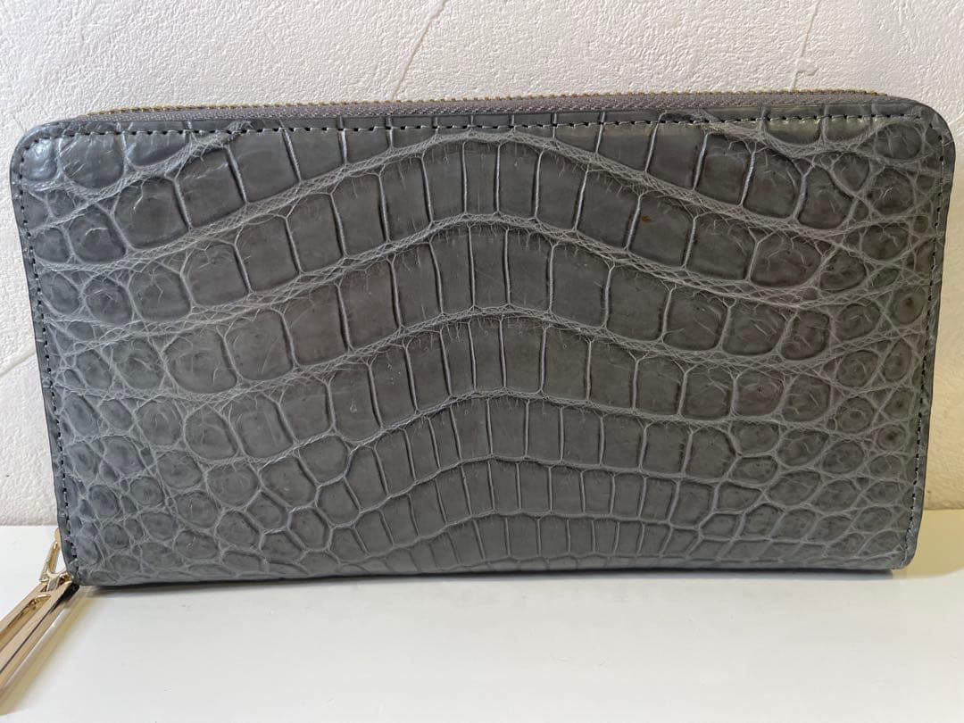 【専用】【新品未使用】CROCODILE クロコダイルレザー 長財布 グレー