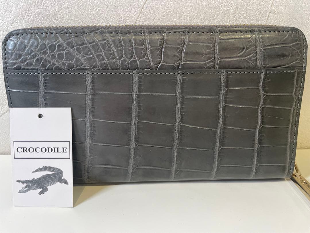 【専用】【新品未使用】CROCODILE クロコダイルレザー 長財布 グレー