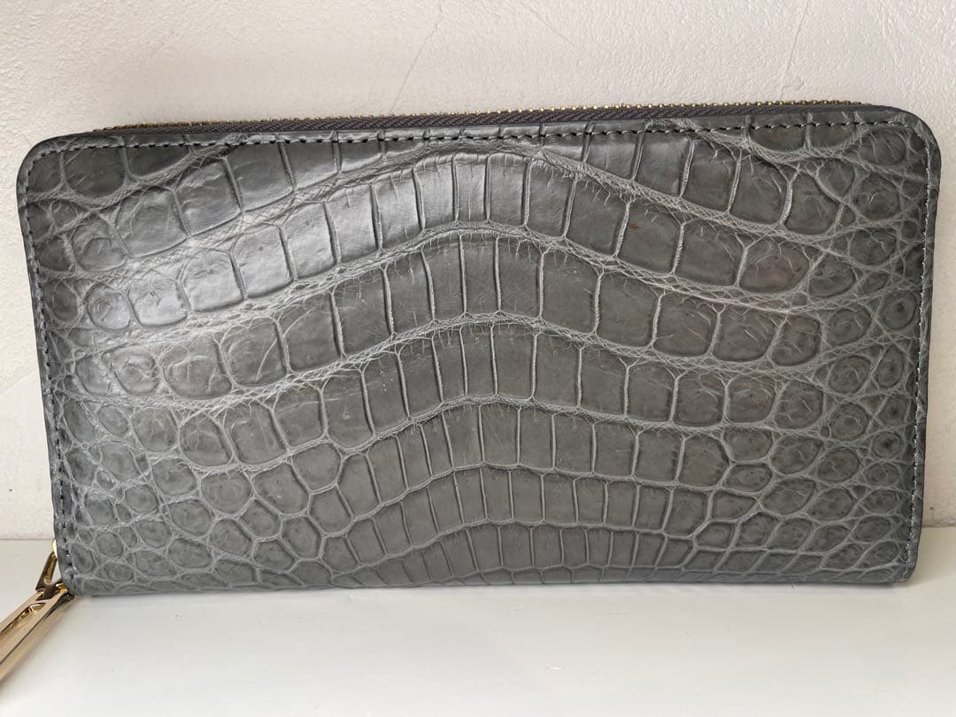 【専用】【新品未使用】CROCODILE クロコダイルレザー 長財布 グレー