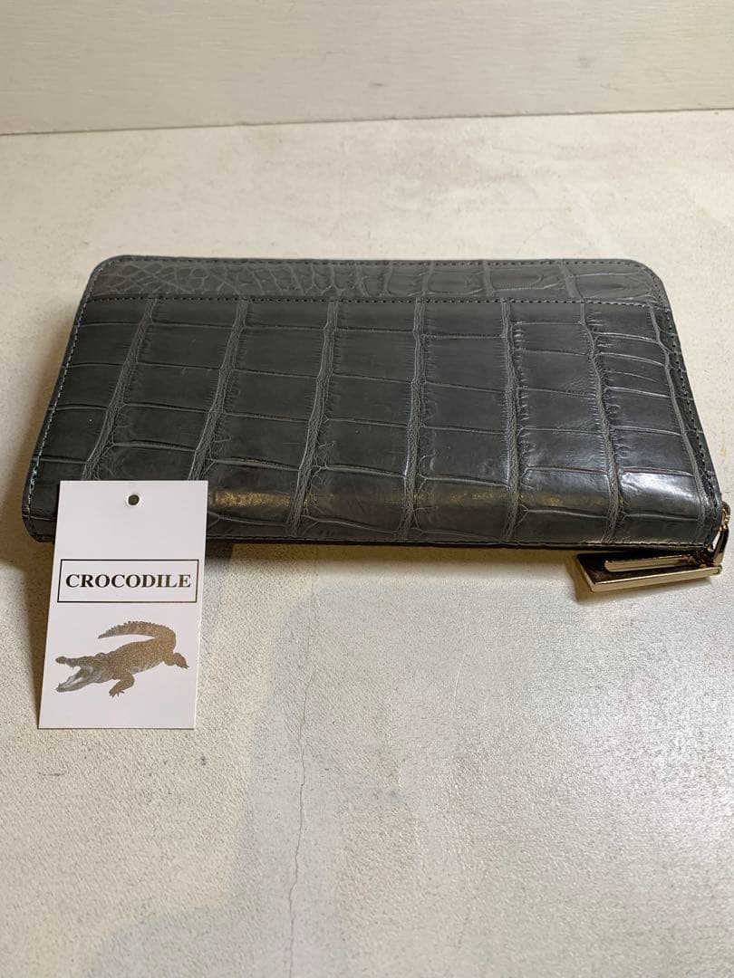 【専用】【新品未使用】CROCODILE クロコダイルレザー 長財布 グレー
