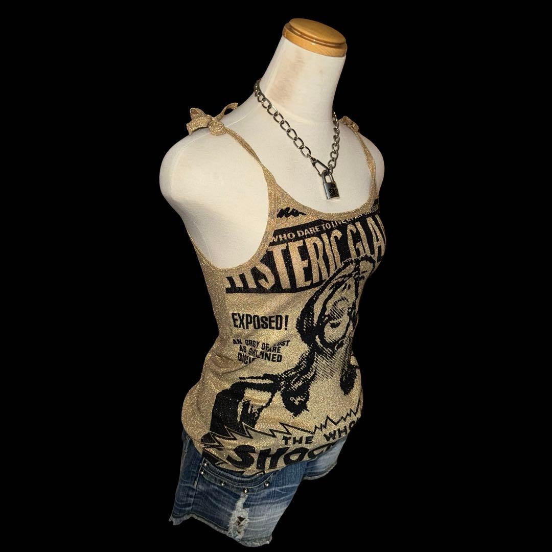 90s 初期 ヒステリックグラマー キャミソール 平成 ギャル ゴールド ラメ