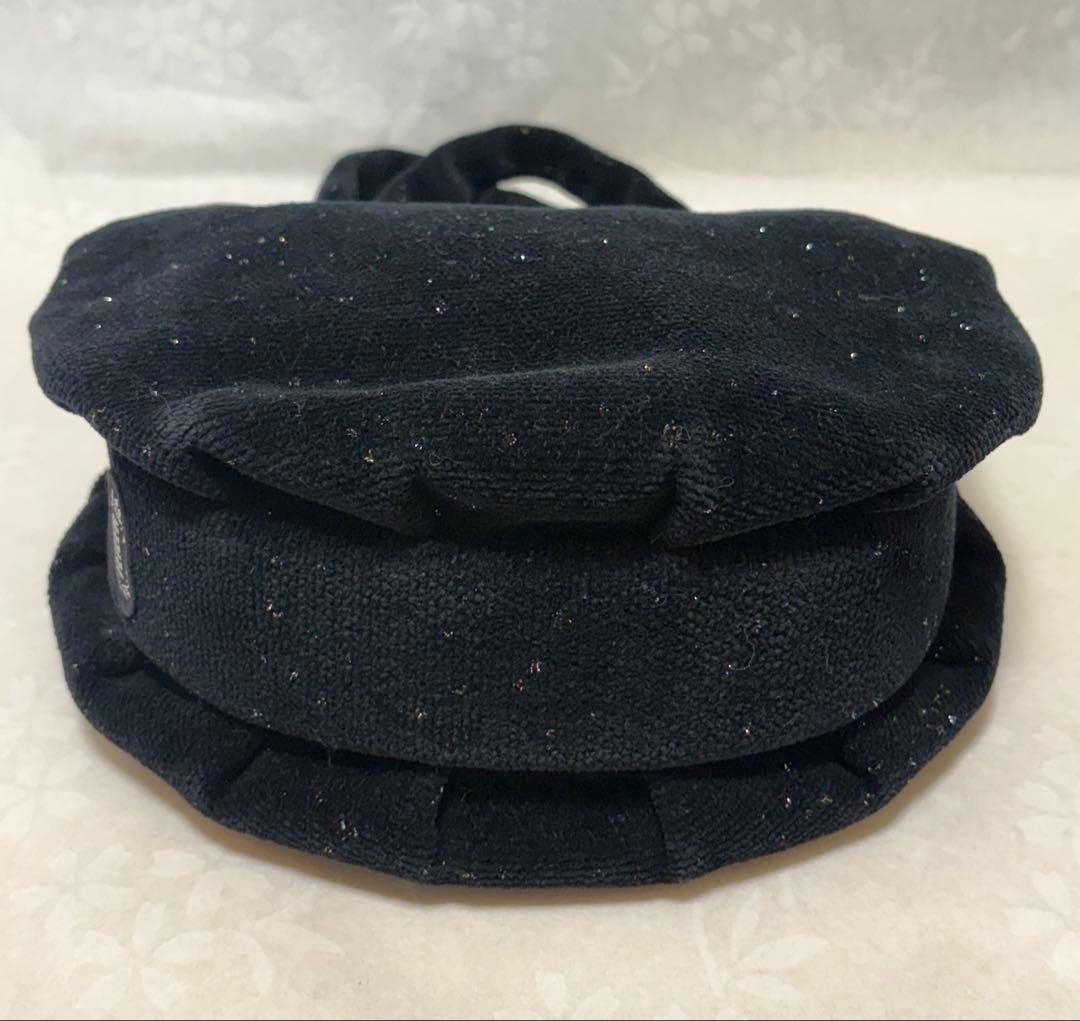 【美品】FEILER フェイラー　ハンドバッグ　ラウンド　ラメ　ブラック　希少