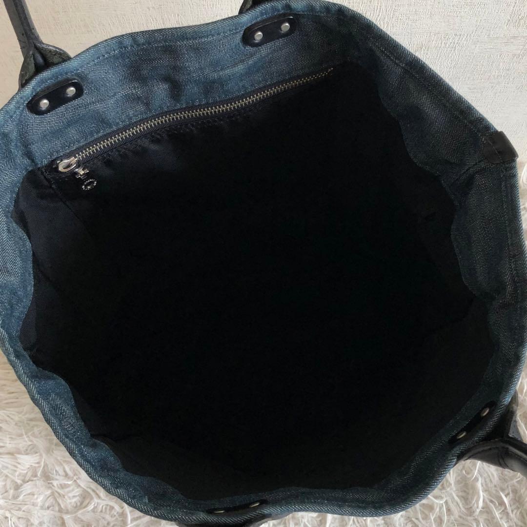 【美品】バーバリーブラックレーベル　トートバッグ　本革　デニム　ノバチェック