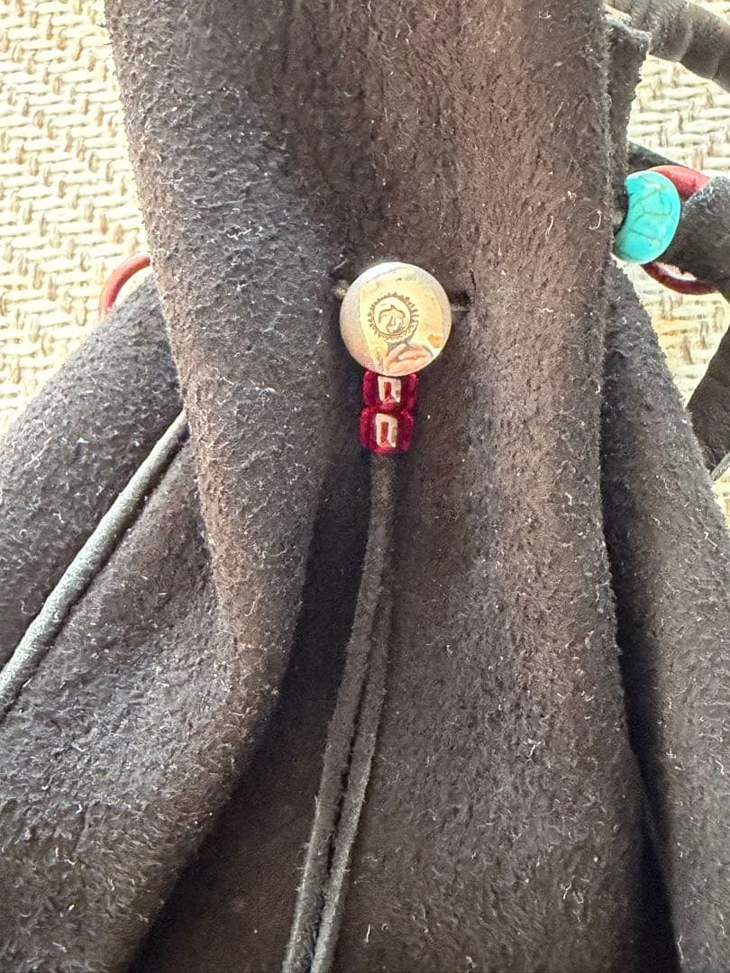 鹿革 巾着ポーチ ディアスキン 黒