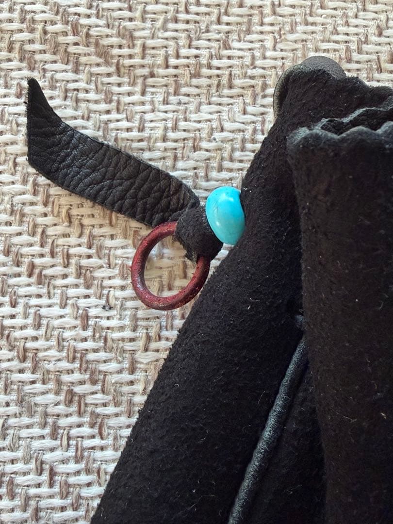 鹿革 巾着ポーチ ディアスキン 黒