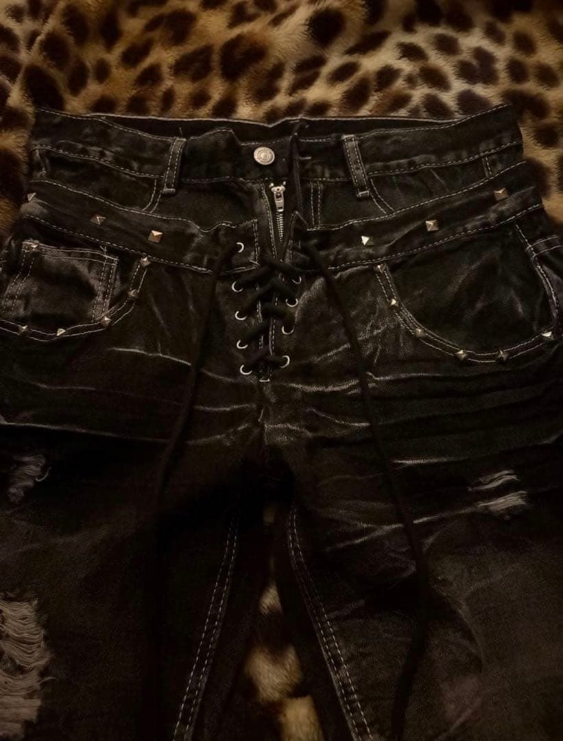 y2k デニム　レースアップ　お兄形　平成　グランジ