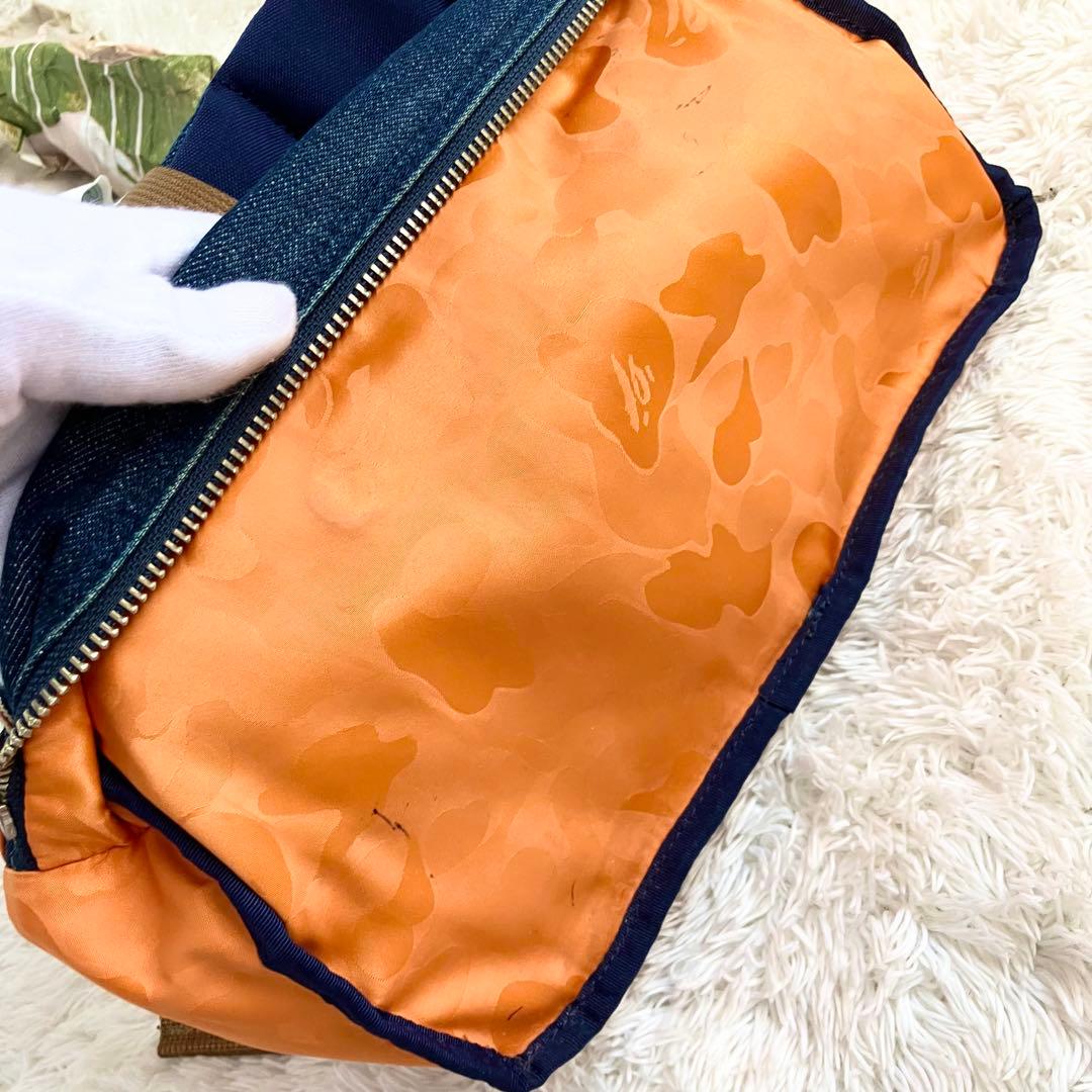 atsu BAPE×PORTER ボディバッグ　デニム　青　リバーシブル