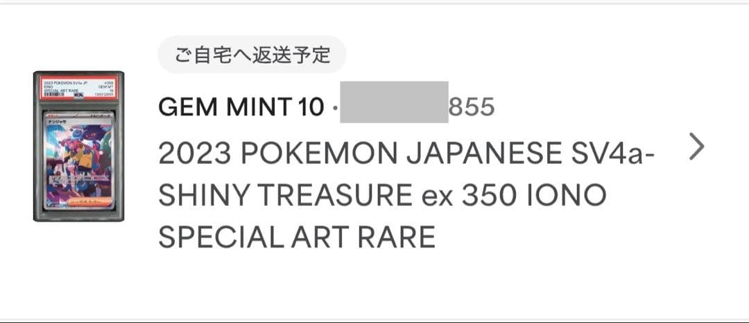 【PSA鑑定品】ナンジャモ SAR PSA10 SV4a 350/190