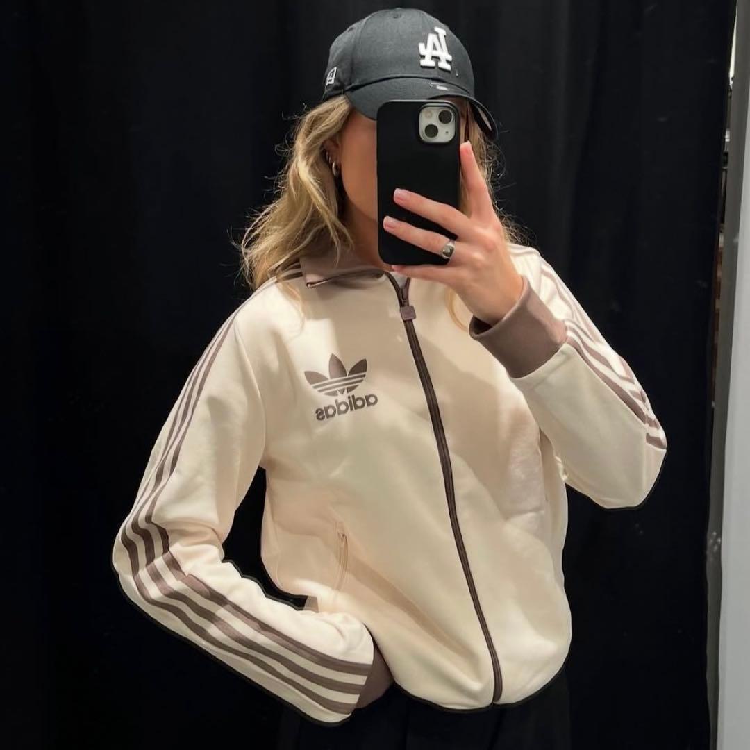 新品⭐️女性XL 80s復刻adidasトラックジャケット ベージュ×モカブラウン