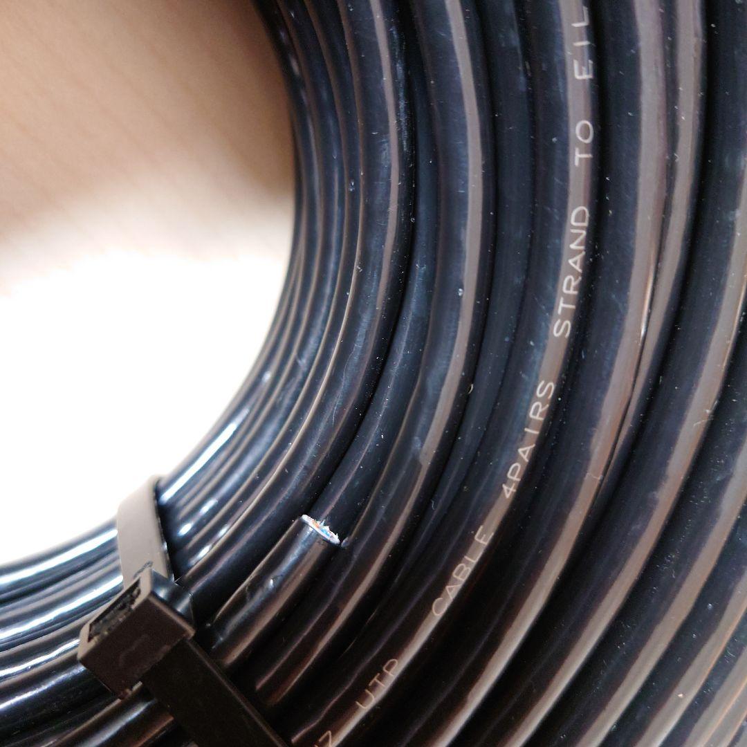 100m PoE防犯カメラ対応 Cat6 屋外高耐久LANケーブルコネクタ無し