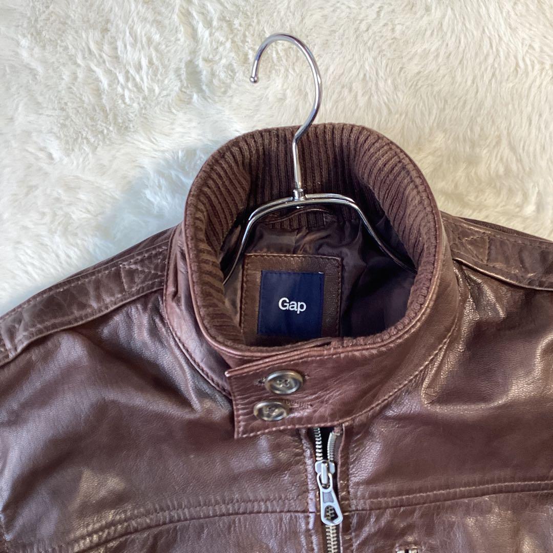 ギャップ　レザージャケット　ブラウン　ヤギ　山羊　ゴートレザー