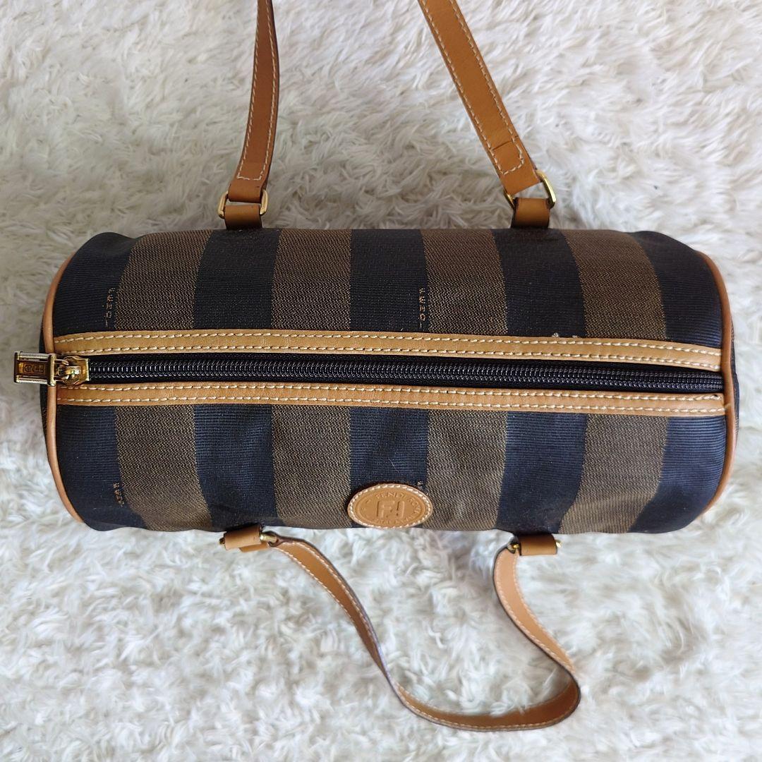 フェンディ ミニ ボストン ペカン柄 FF 型押しロゴ ハンドバッグ 男女兼用