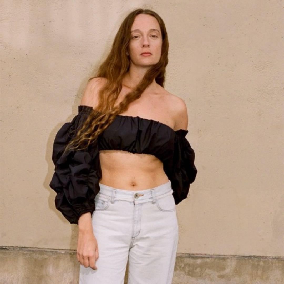 leinwaedeラインヴァンドFlower Bubble Sleeve Top