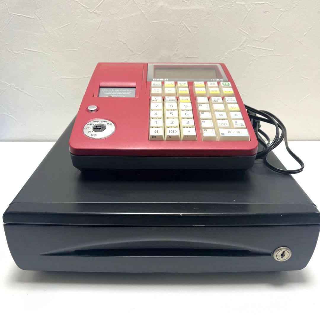 CASIO TE-300 赤 レジスター レシート紙13本付き