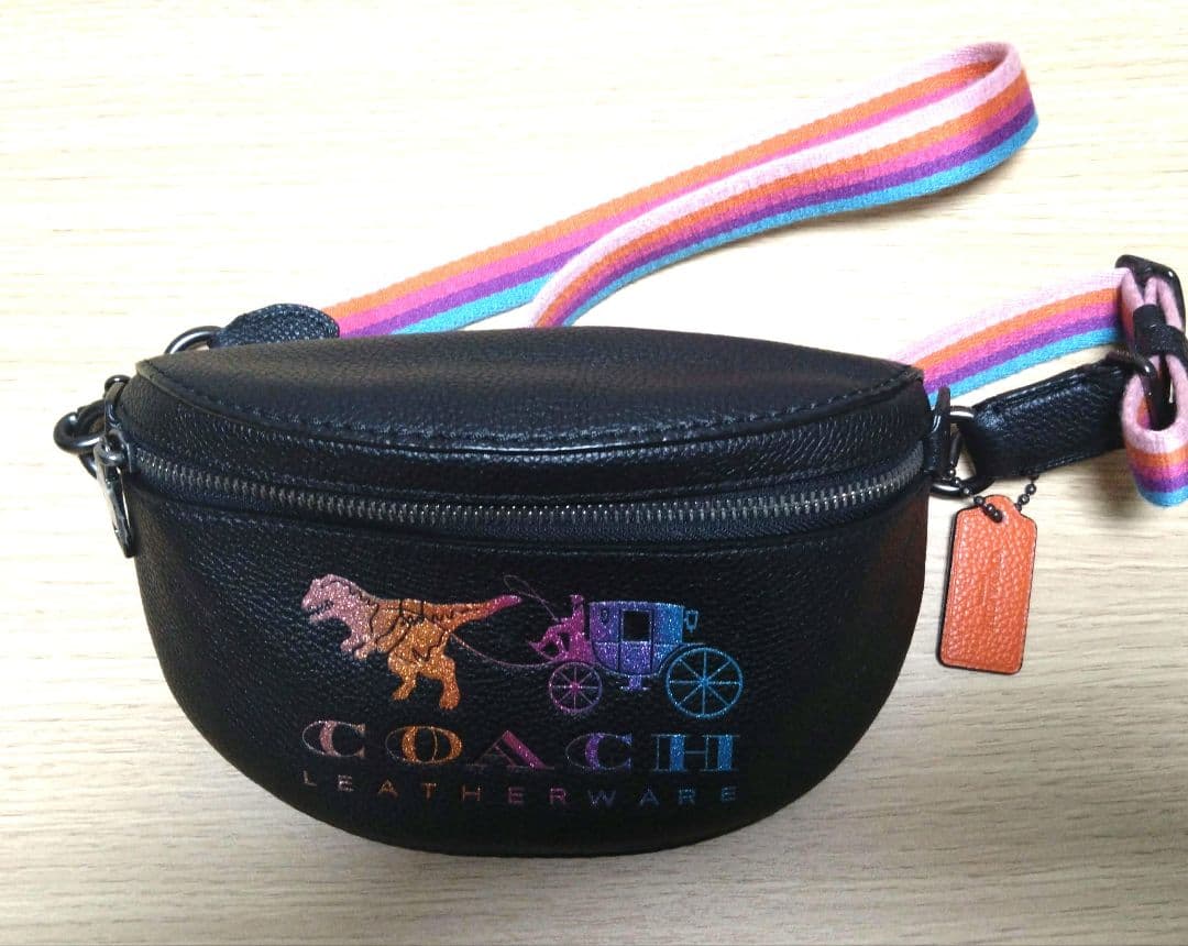 COACH恐竜柄革ウエストポーチ