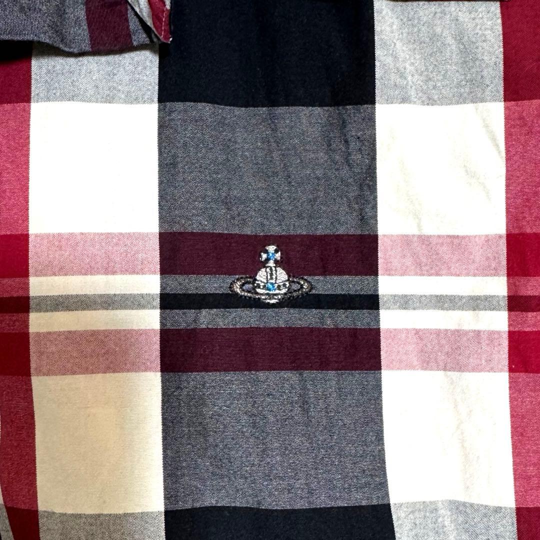 美品 ヴィヴィアン アシンメトリー オーブロゴ チェック シャツ 長袖